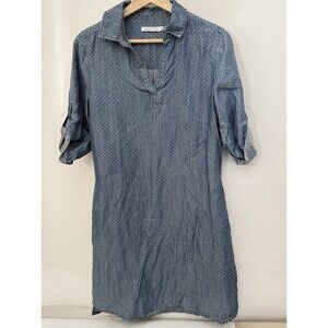 Kenneth Cole Reaction Denim Tencel Chambray Shirt Dress Womens 4 Preppy Coastal